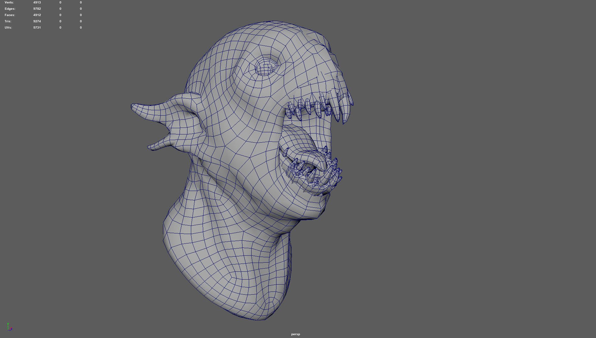 Creepy demon head Low-poly 3D model_5