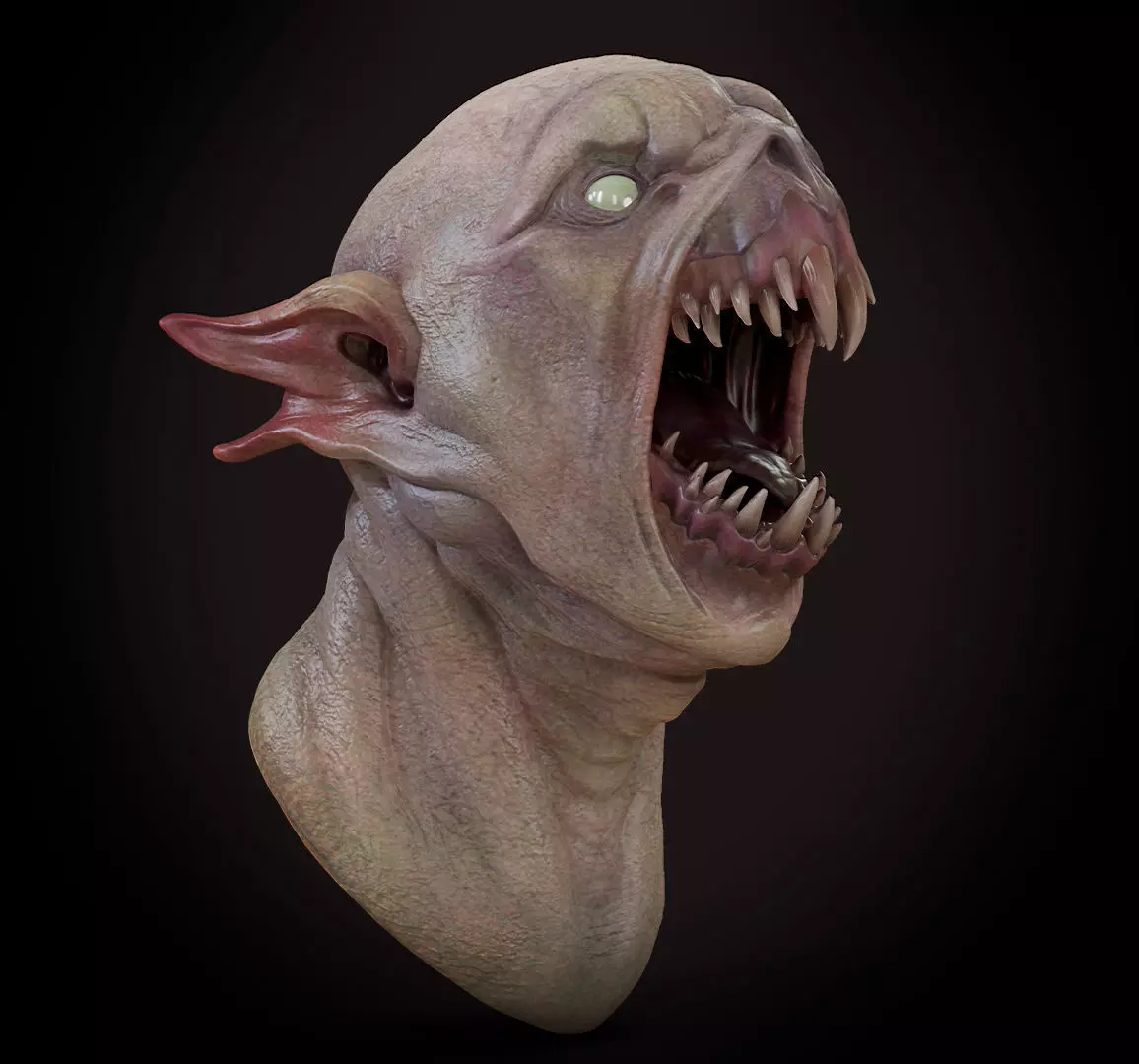 Creepy demon head Low-poly 3D model_0