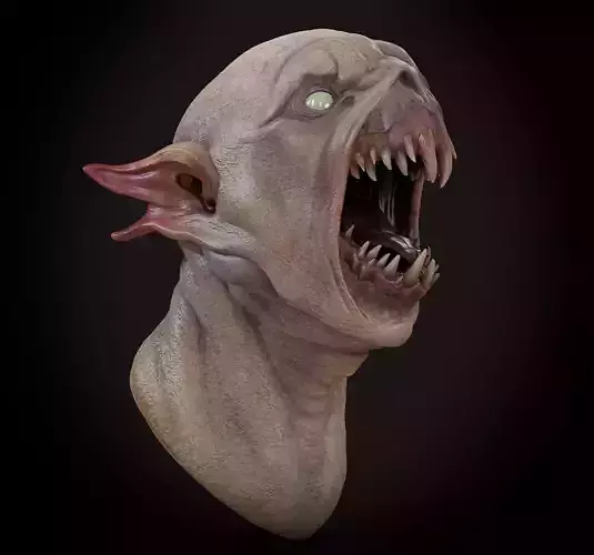 Creepy demon head Low-poly 3D model