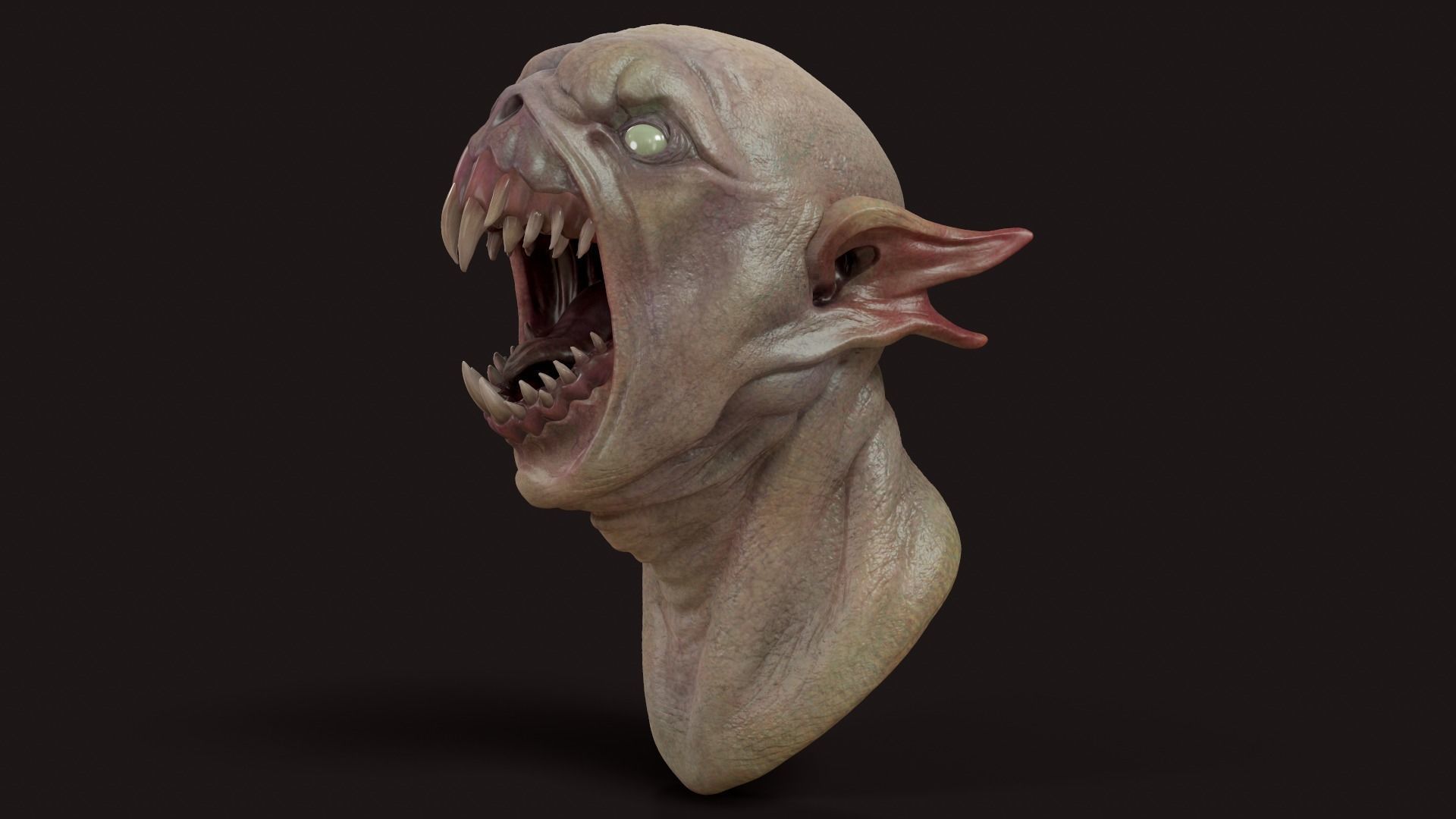 Creepy demon head Low-poly 3D model_1