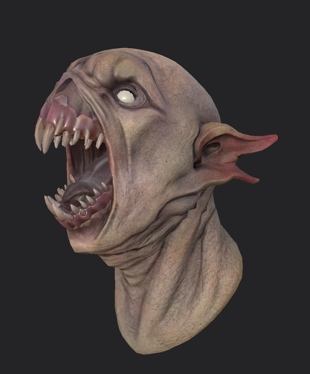Creepy demon head Low-poly 3D model_4