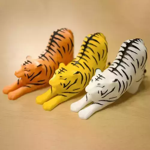 Stretching cute tiger 3D print model