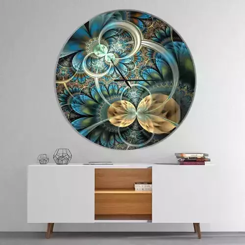 Symmetrical Fractal Flower Wall Clock Free 3D model