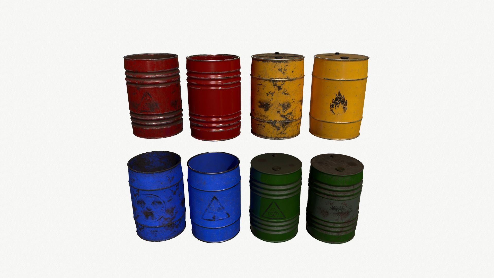 Barrel Set Low-poly 3D model_1