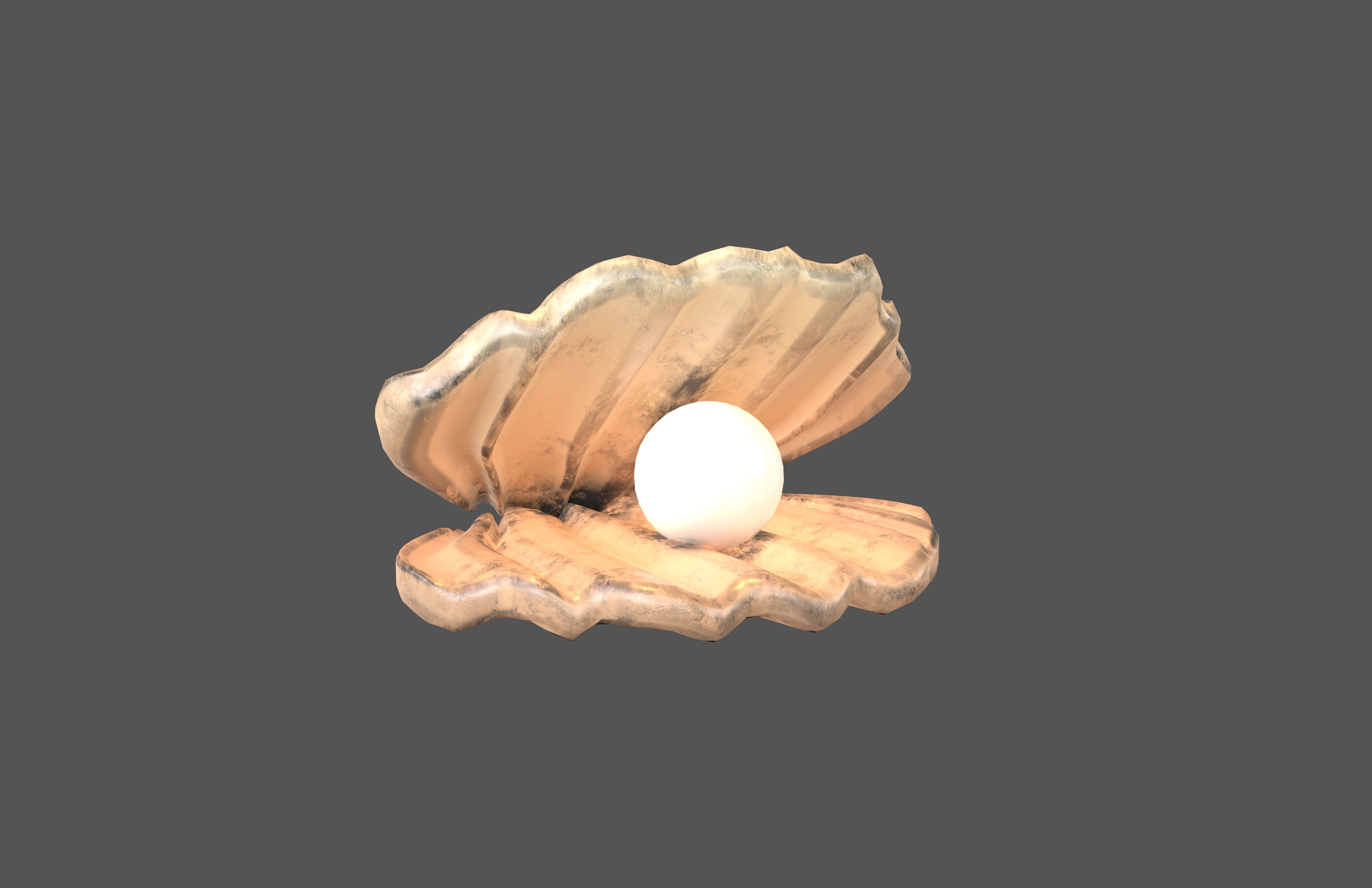 Shell With Pearl v1 002 Low-poly 3D model_1