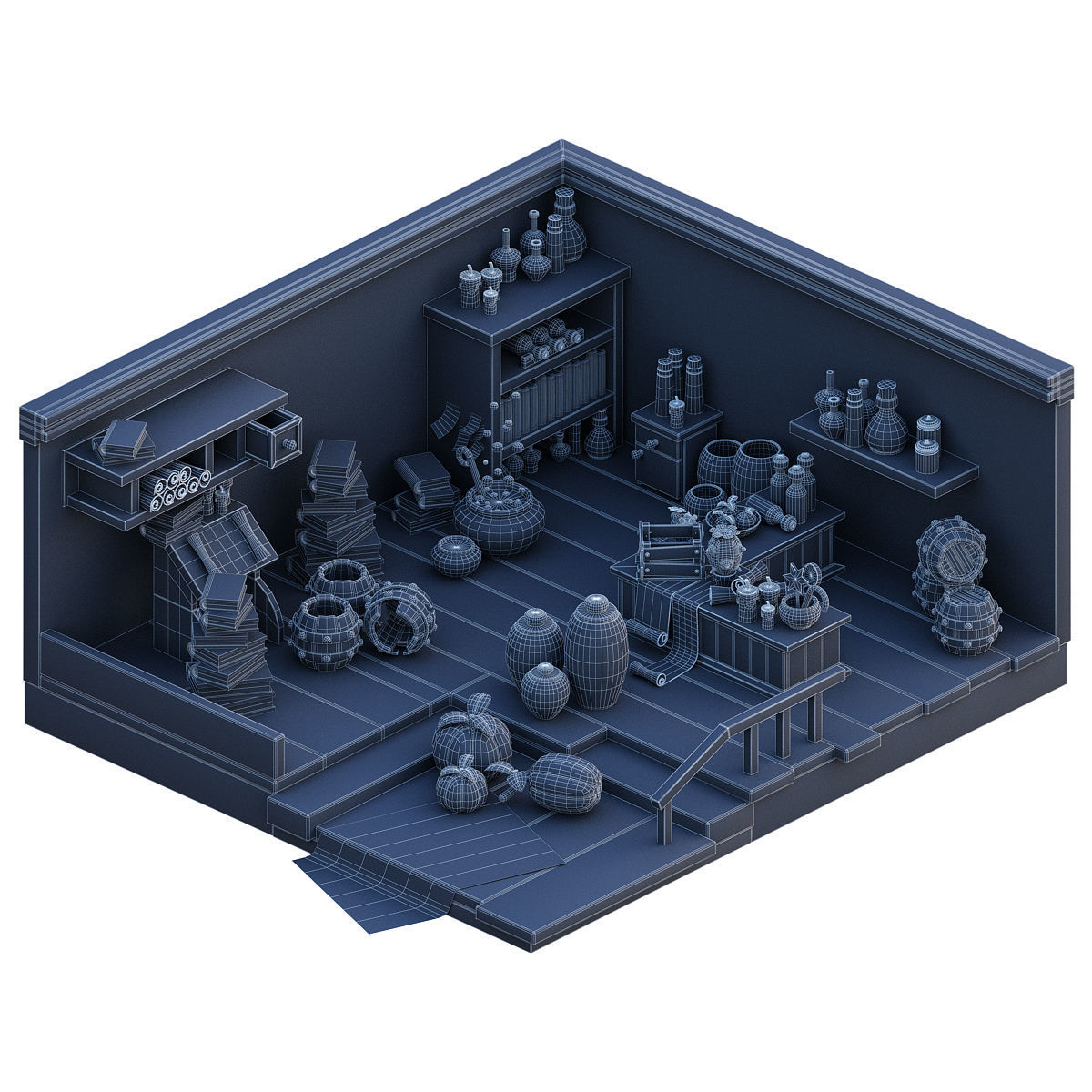 Isometric Bar room 3d model Low-poly 3D model_1