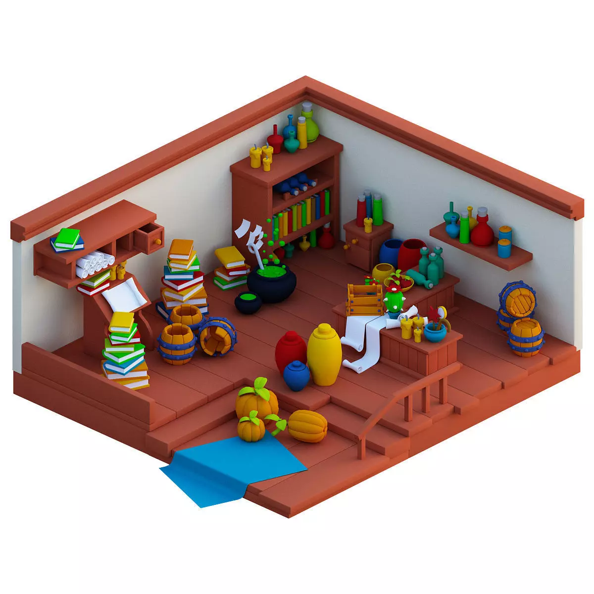 Isometric Bar room 3d model Low-poly 3D model_0