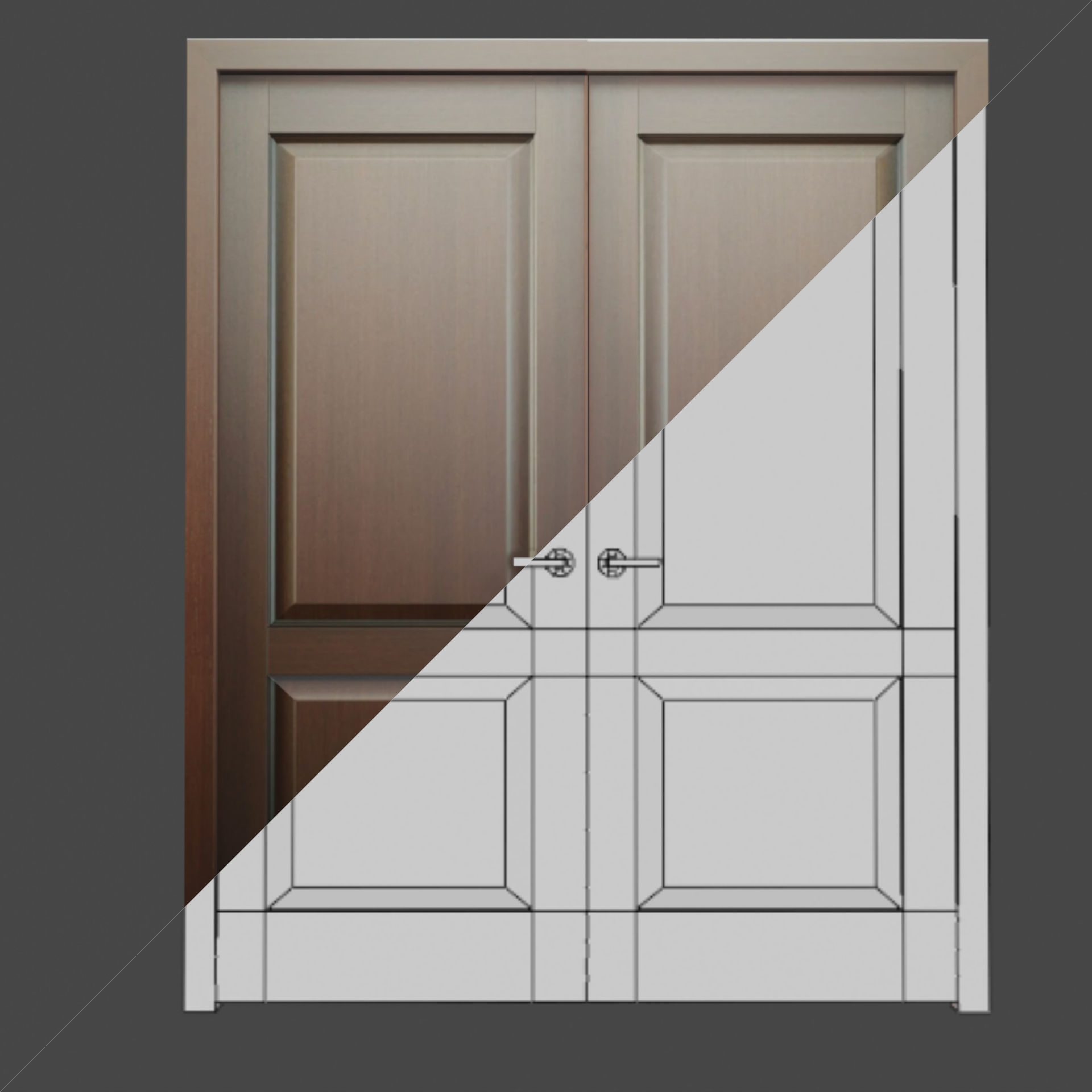 Wooden Door Low-poly 3D model_5