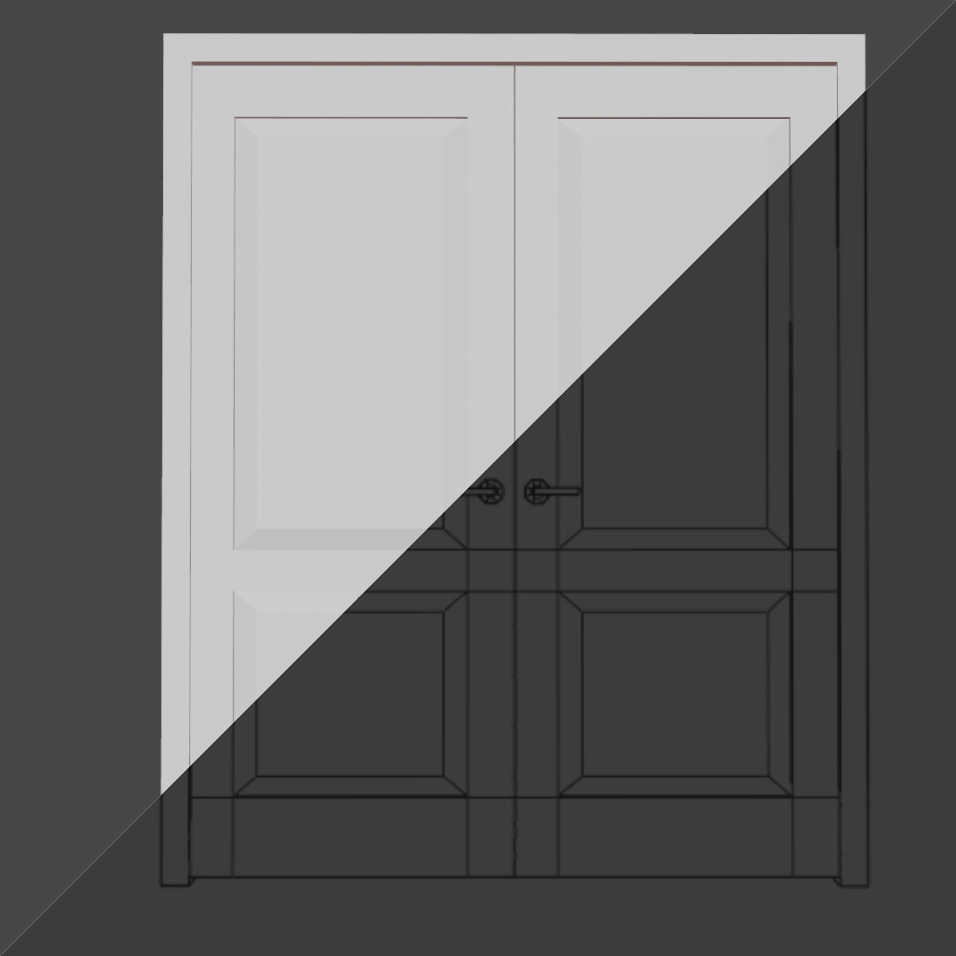 Wooden Door Low-poly 3D model_6