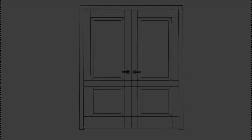 Wooden Door Low-poly 3D model_4