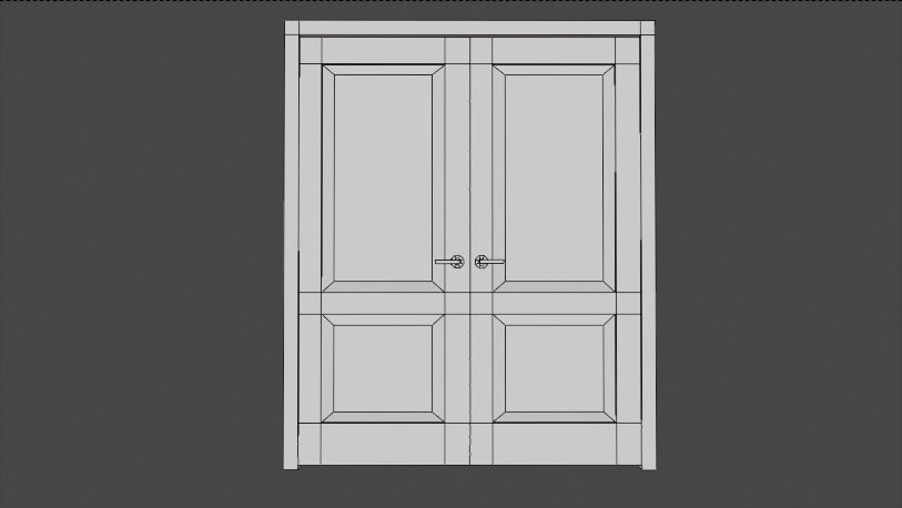 Wooden Door Low-poly 3D model_2