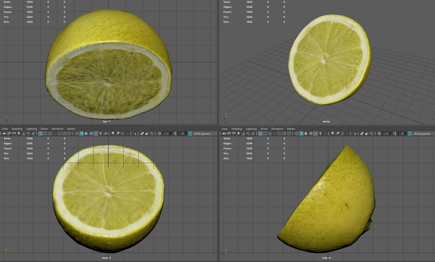 Lemon Half Low-poly 3D model_8