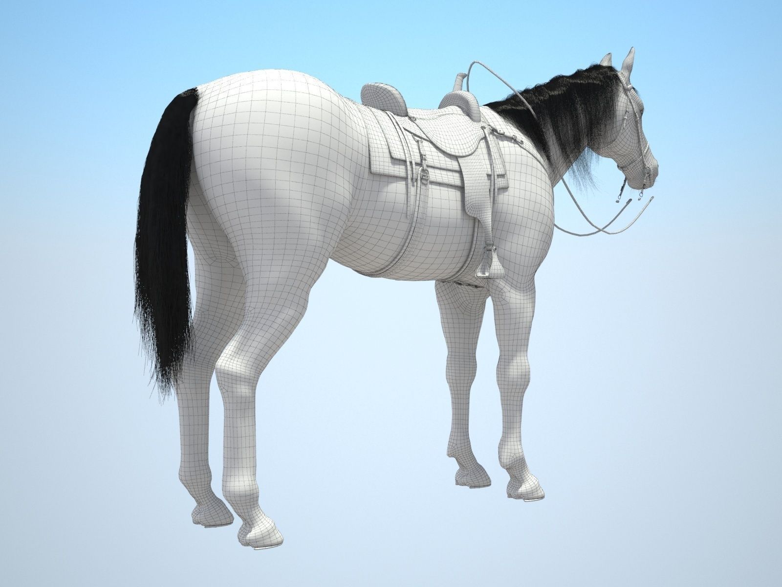 Cowboy Horse with saddle 3D model_17