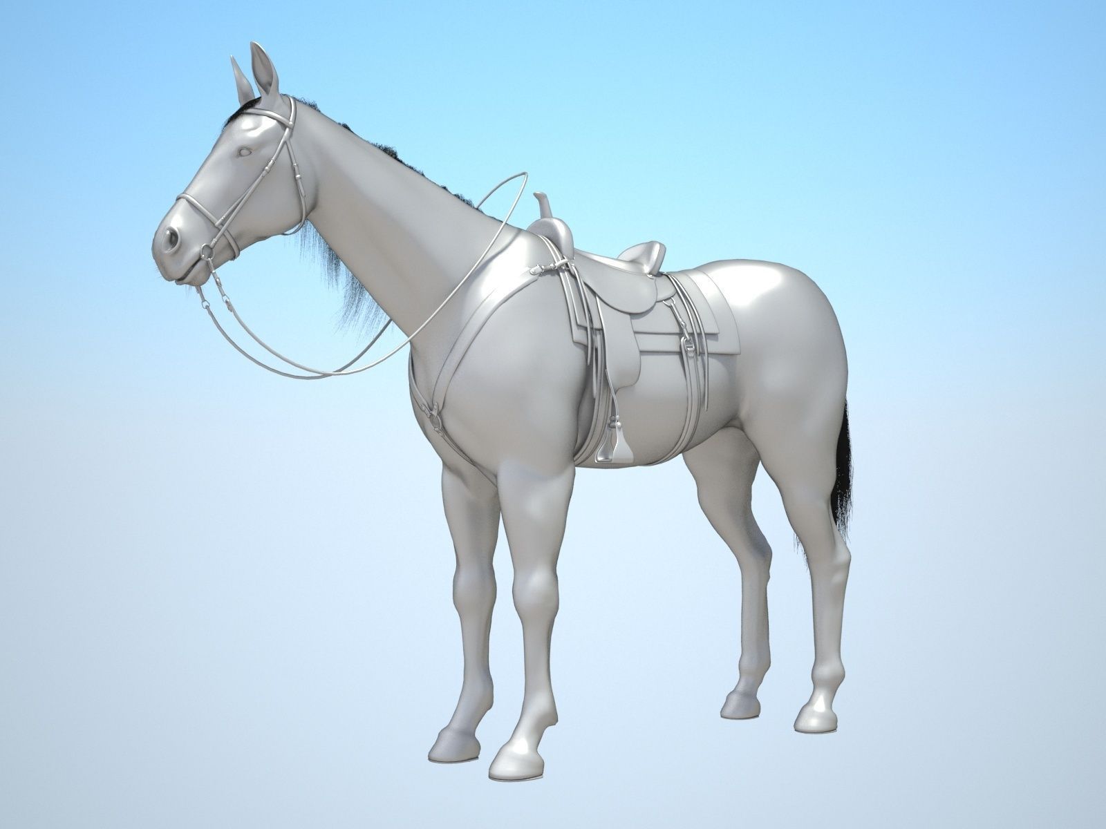 Cowboy Horse with saddle 3D model_10