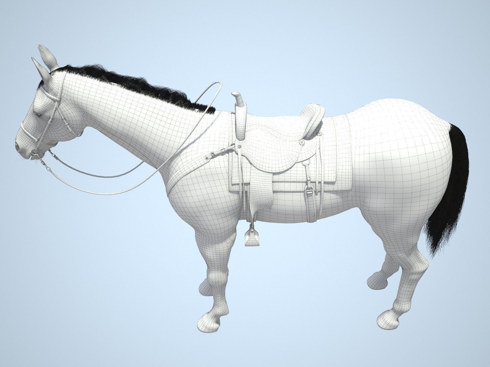 Cowboy Horse with saddle 3D model_15