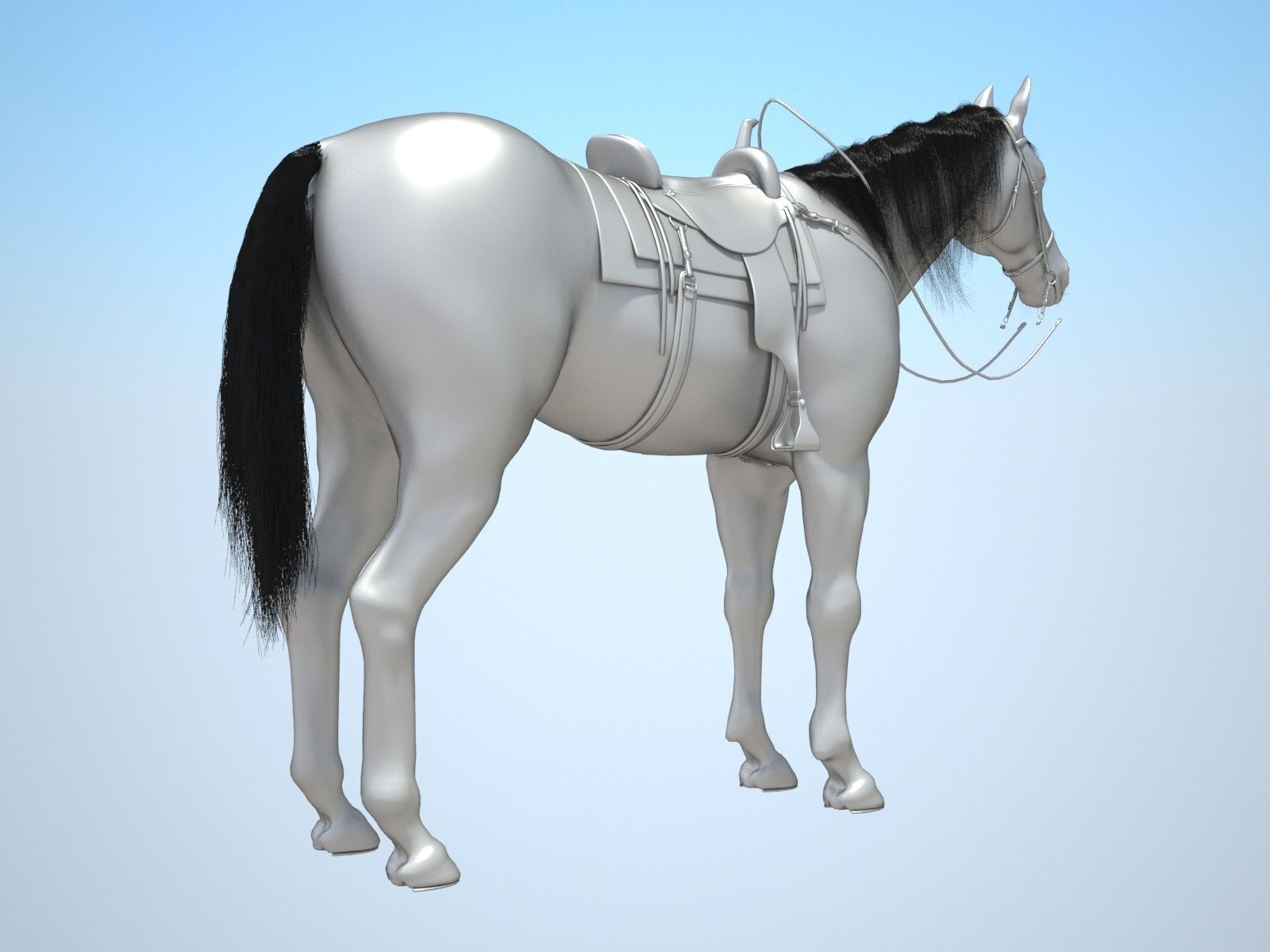 Cowboy Horse with saddle 3D model_12