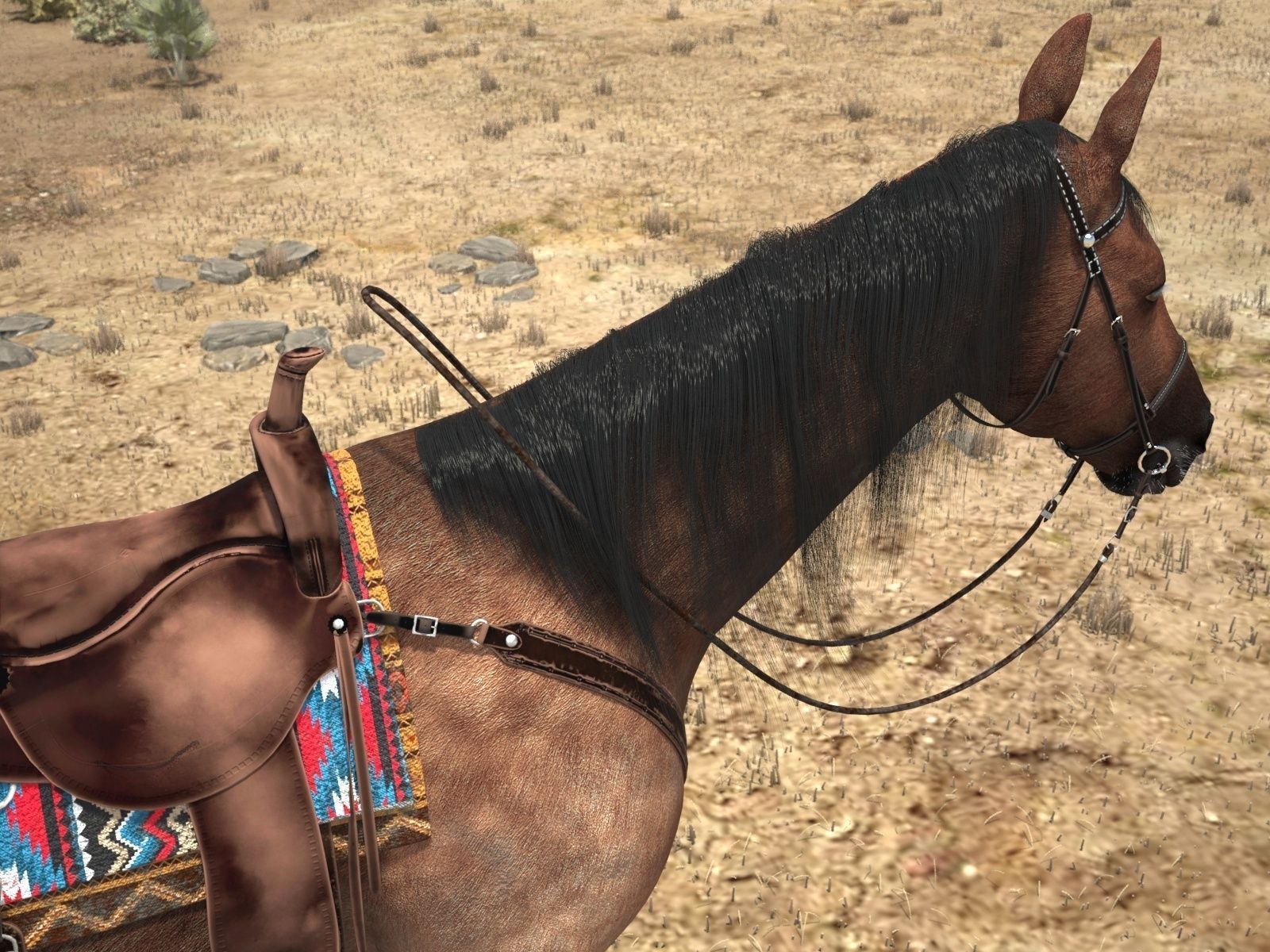 Cowboy Horse with saddle 3D model_6
