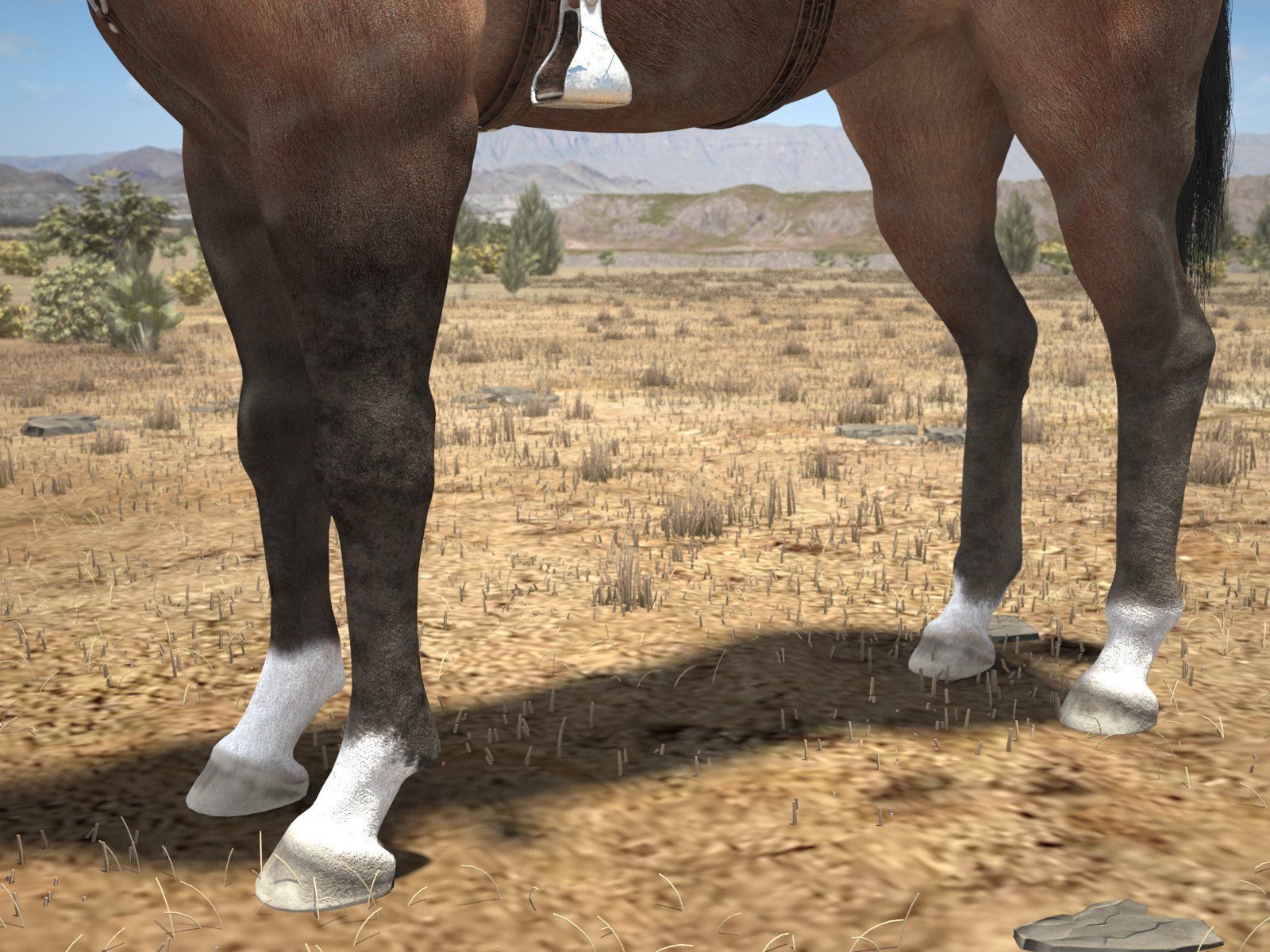 Cowboy Horse with saddle 3D model_3