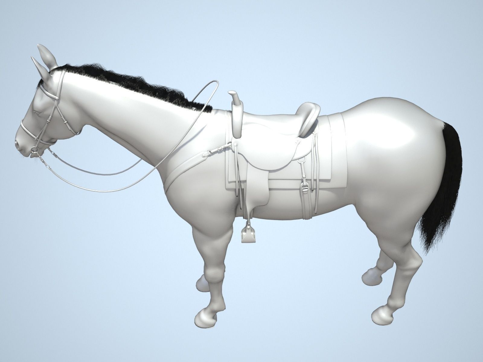 Cowboy Horse with saddle 3D model_11