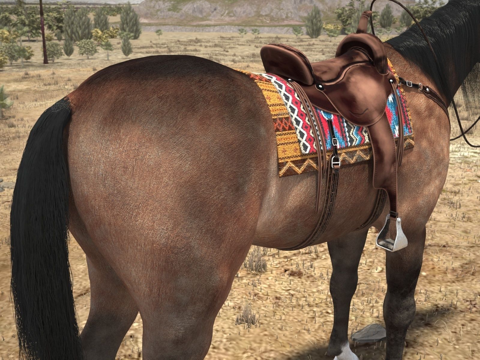 Cowboy Horse with saddle 3D model_5