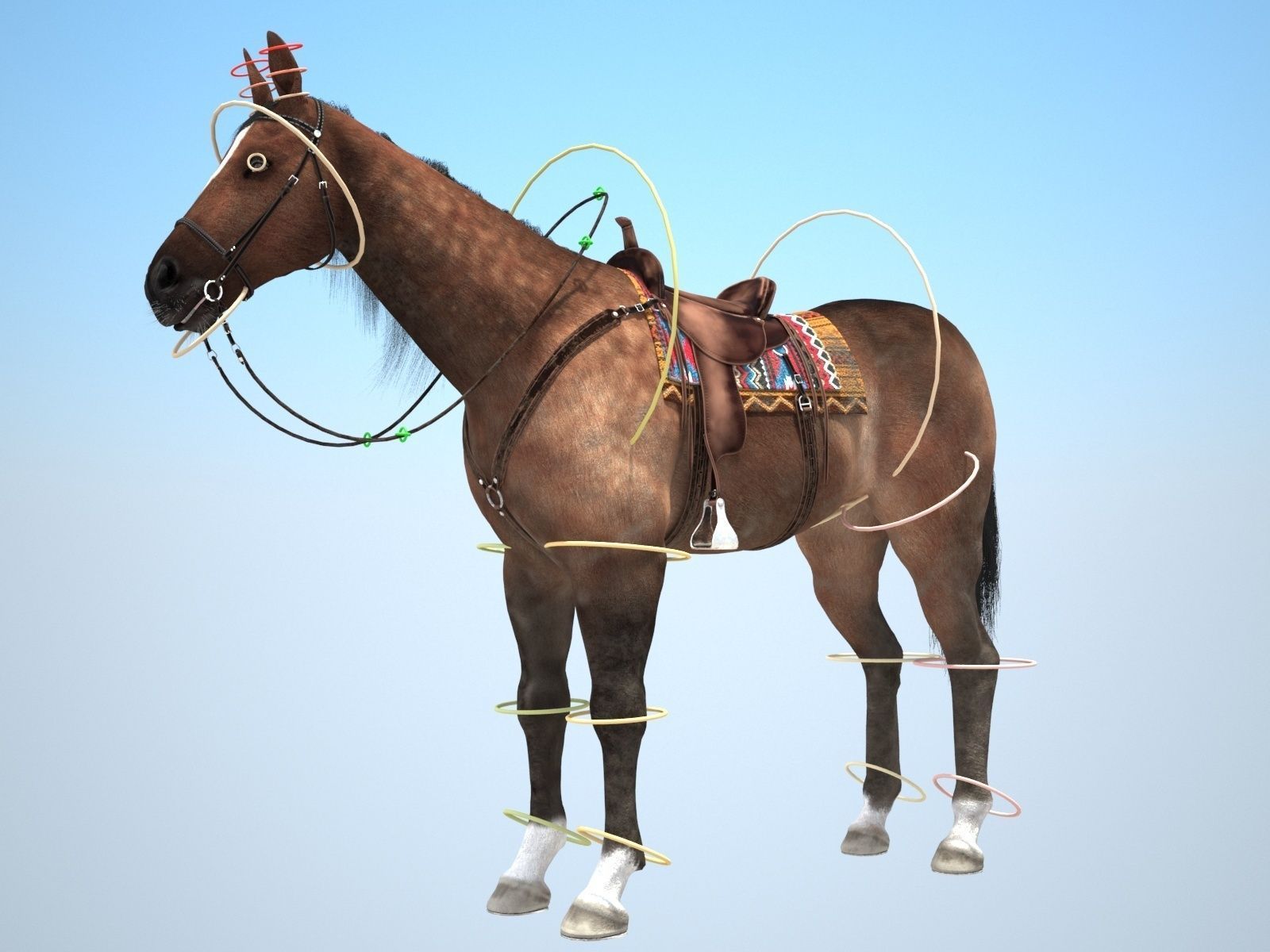 Cowboy Horse with saddle 3D model_9