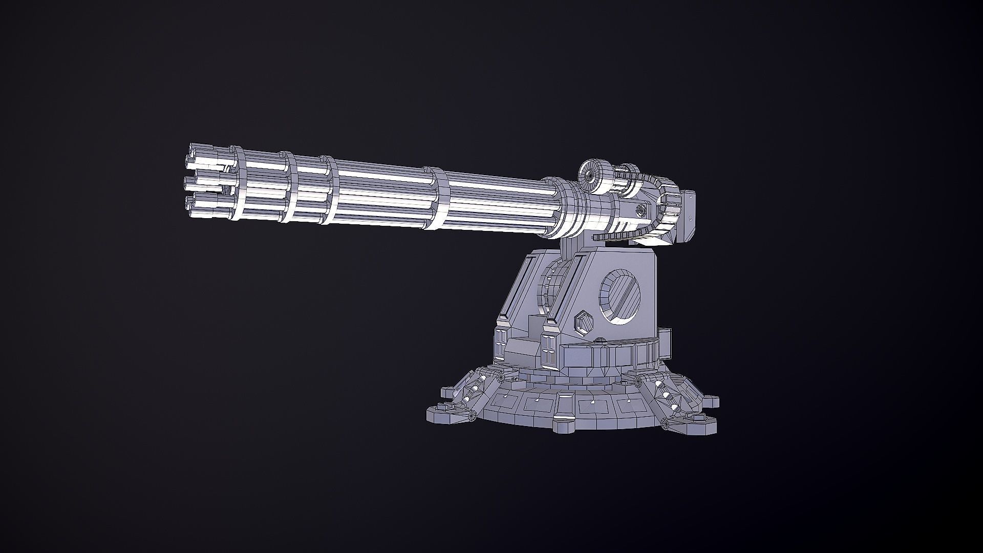 Minigun Turret Low-poly 3D model_6
