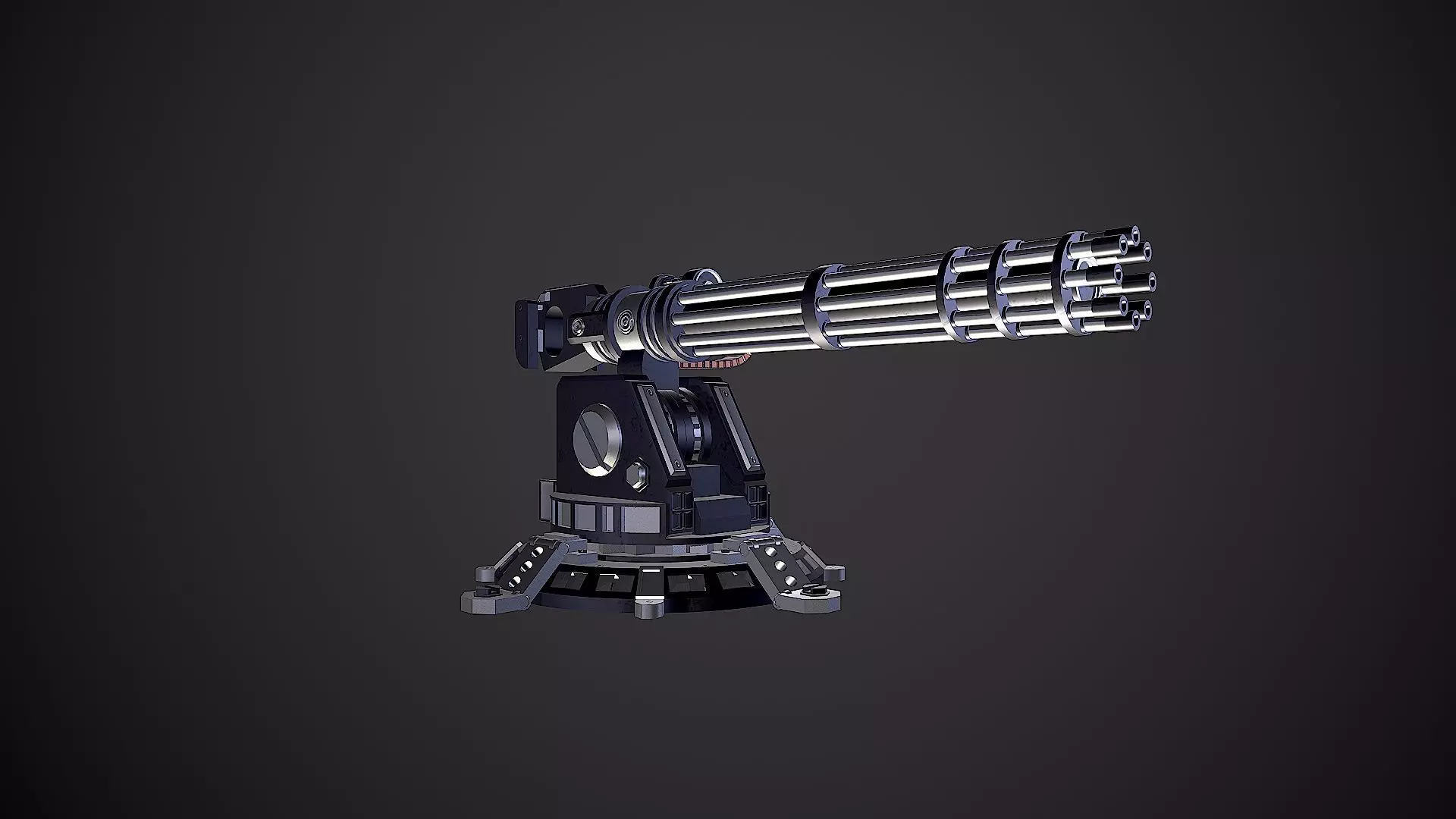 Minigun Turret Low-poly 3D model_0