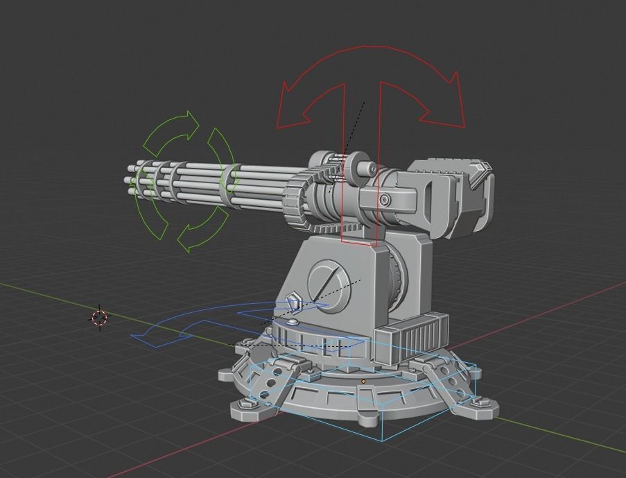 Minigun Turret Low-poly 3D model_18