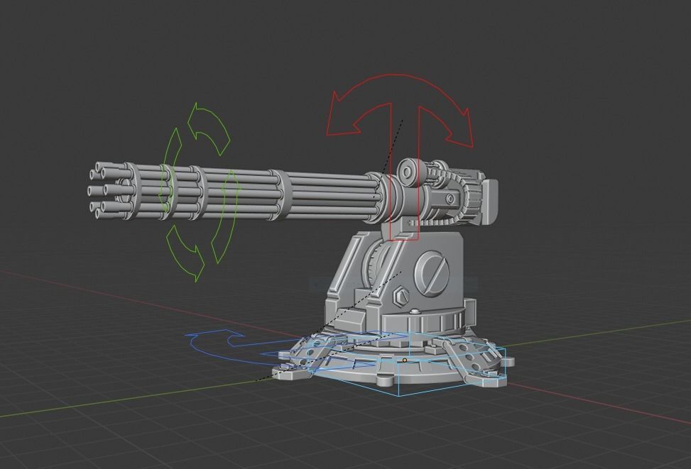 Minigun Turret Low-poly 3D model_17