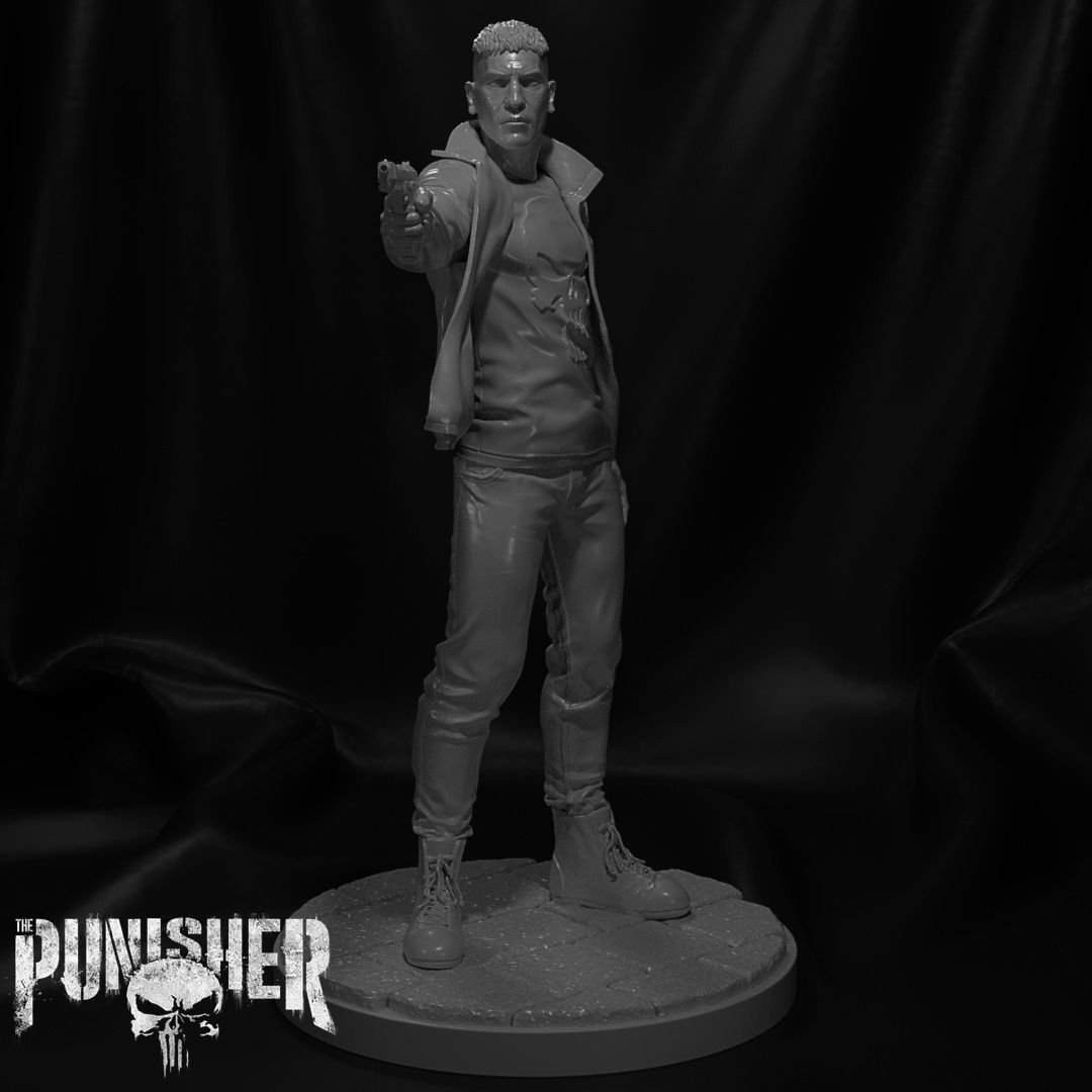Punisher statue of holding gun 3D print model_2
