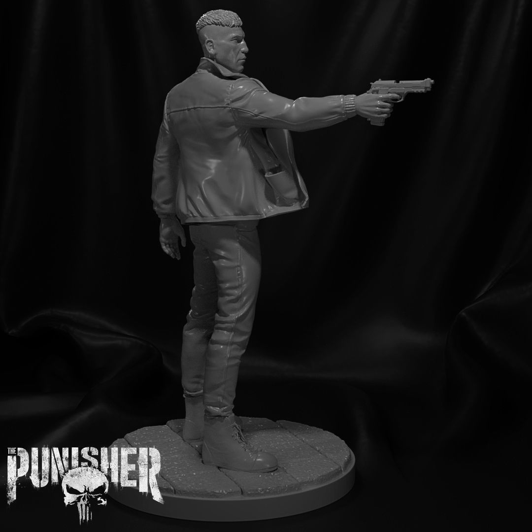 Punisher statue of holding gun 3D print model_3