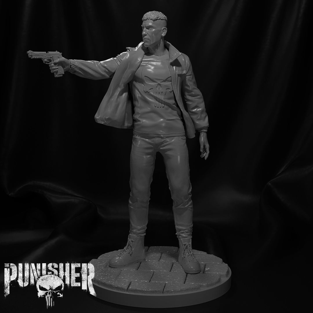 Punisher statue of holding gun 3D print model_1