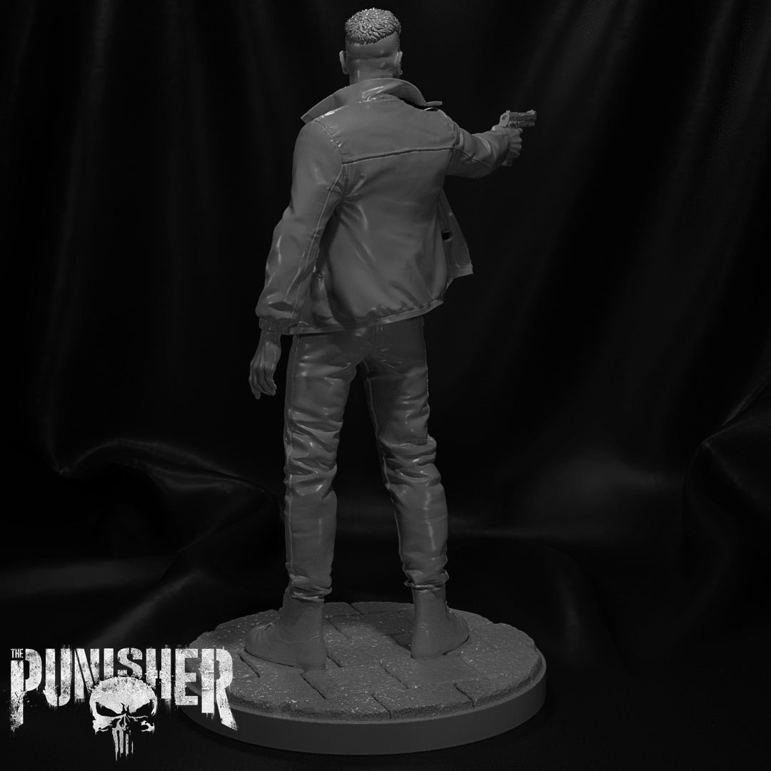 Punisher statue of holding gun 3D print model_4