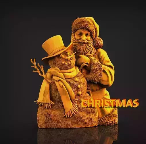 Santa Claus and the Snowman 3D Model Cnc Router  Print 3D print model