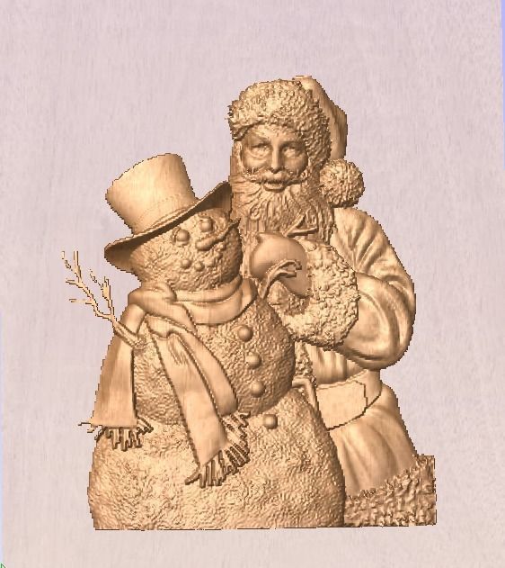 Santa Claus and the Snowman 3D Model Cnc Router  Print 3D print model_1