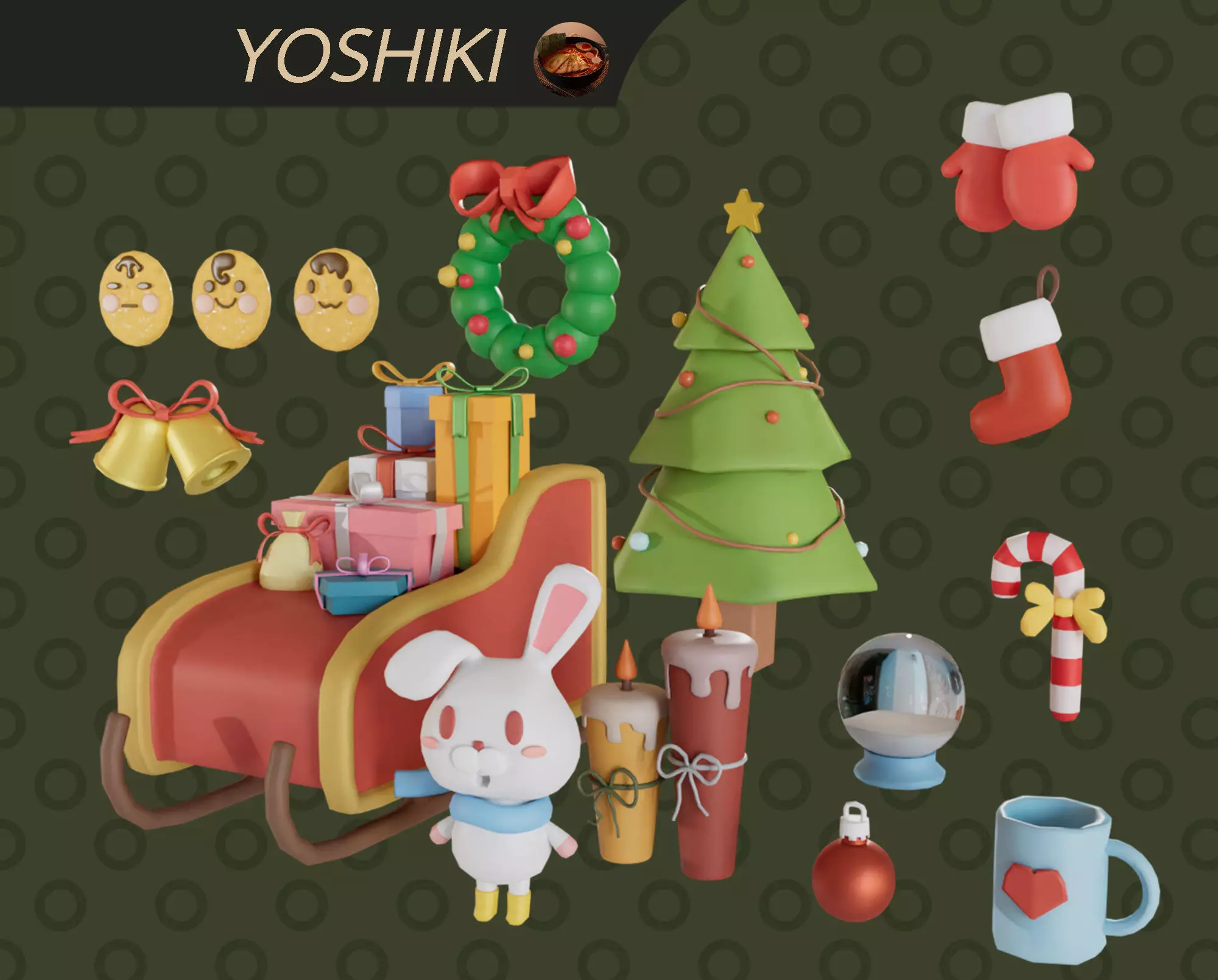 Asset Christmas 2021 by Yoshiki Low-poly 3D model