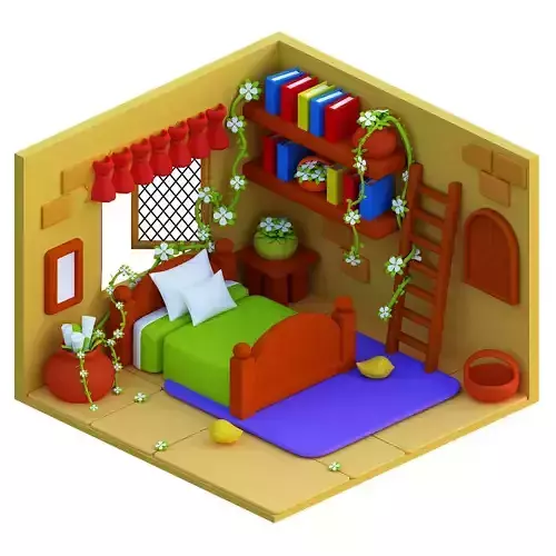 Isometric bedroom 3d model