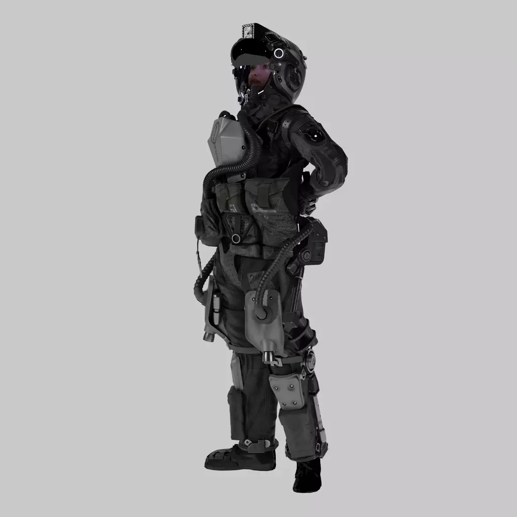 space pilot Low-poly 3D model_0