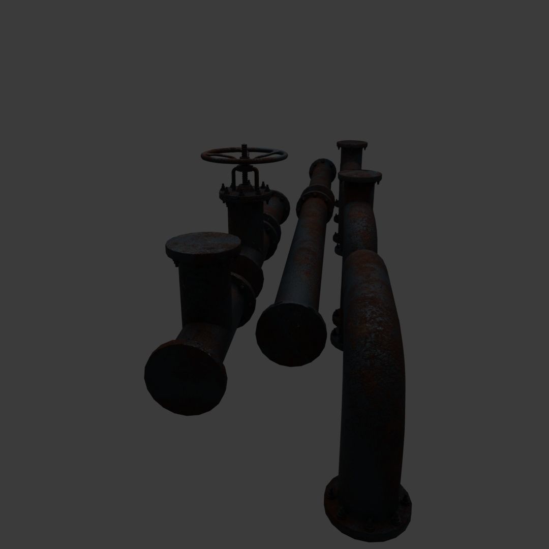 rusty pipes 3D model_7