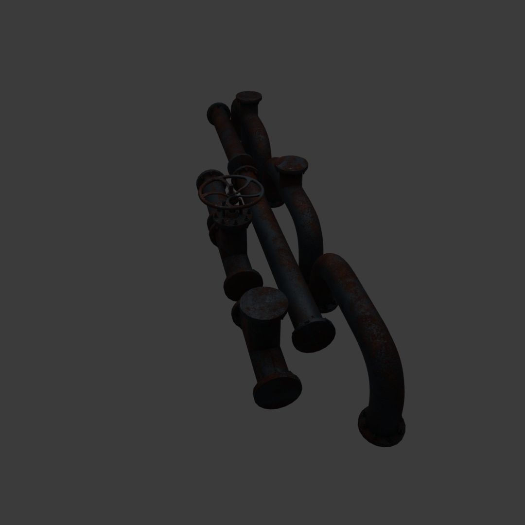 rusty pipes 3D model_2
