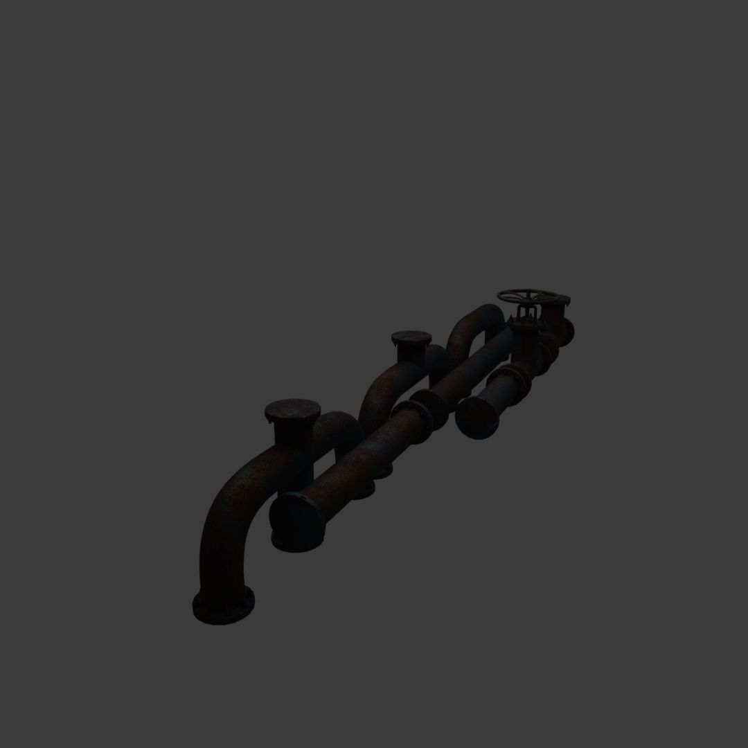 rusty pipes 3D model_5