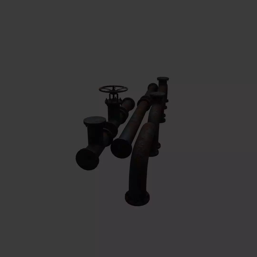 rusty pipes 3D model_0