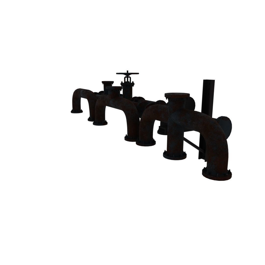 rusty pipes 3D model_4
