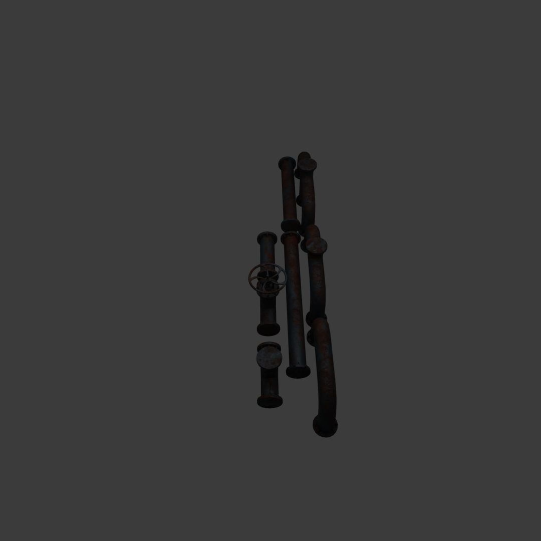 rusty pipes 3D model_1