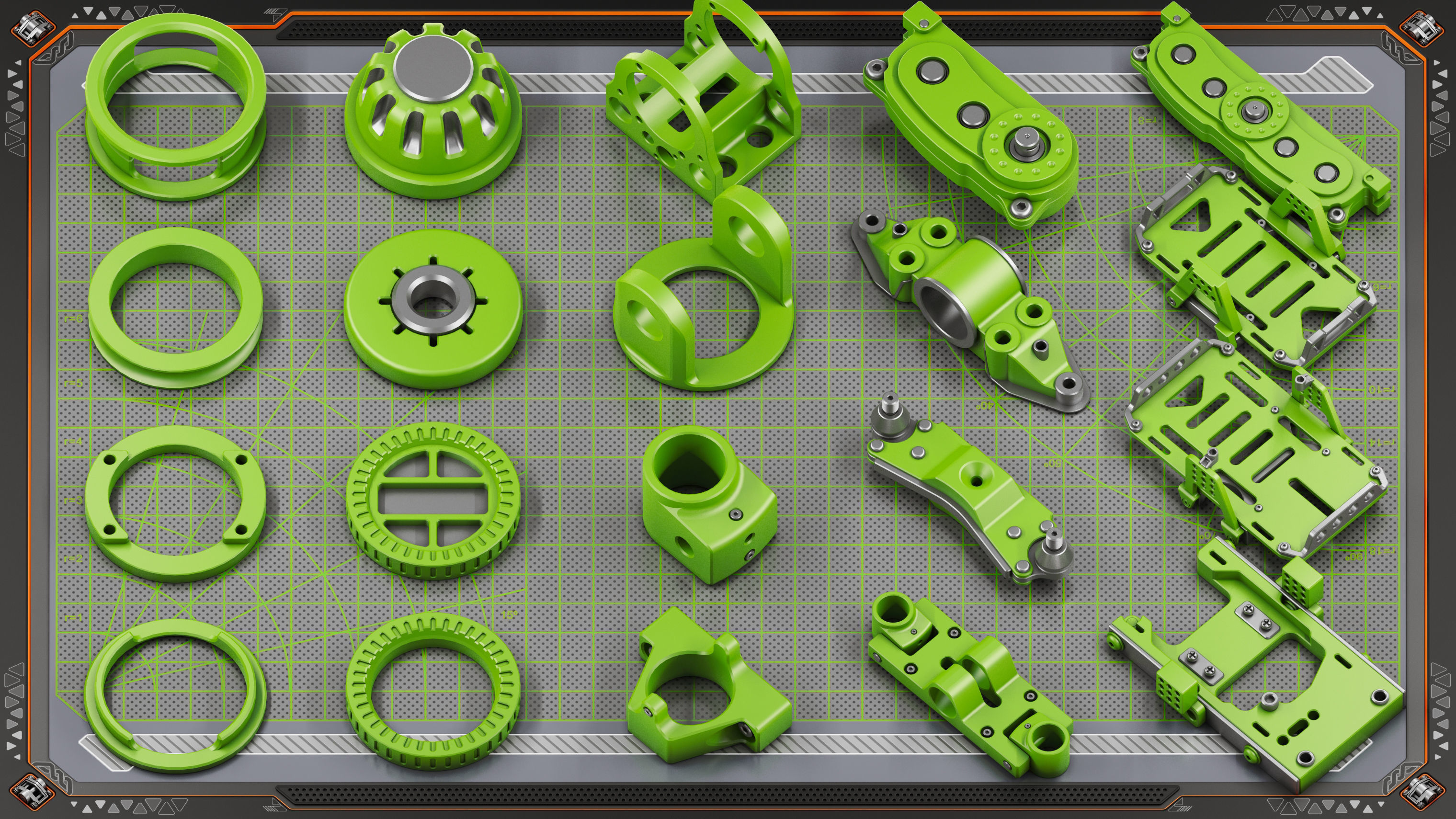 Sci-Fi Hard Surface Mechanical KITBASH 420 DETAILS 3D model_24