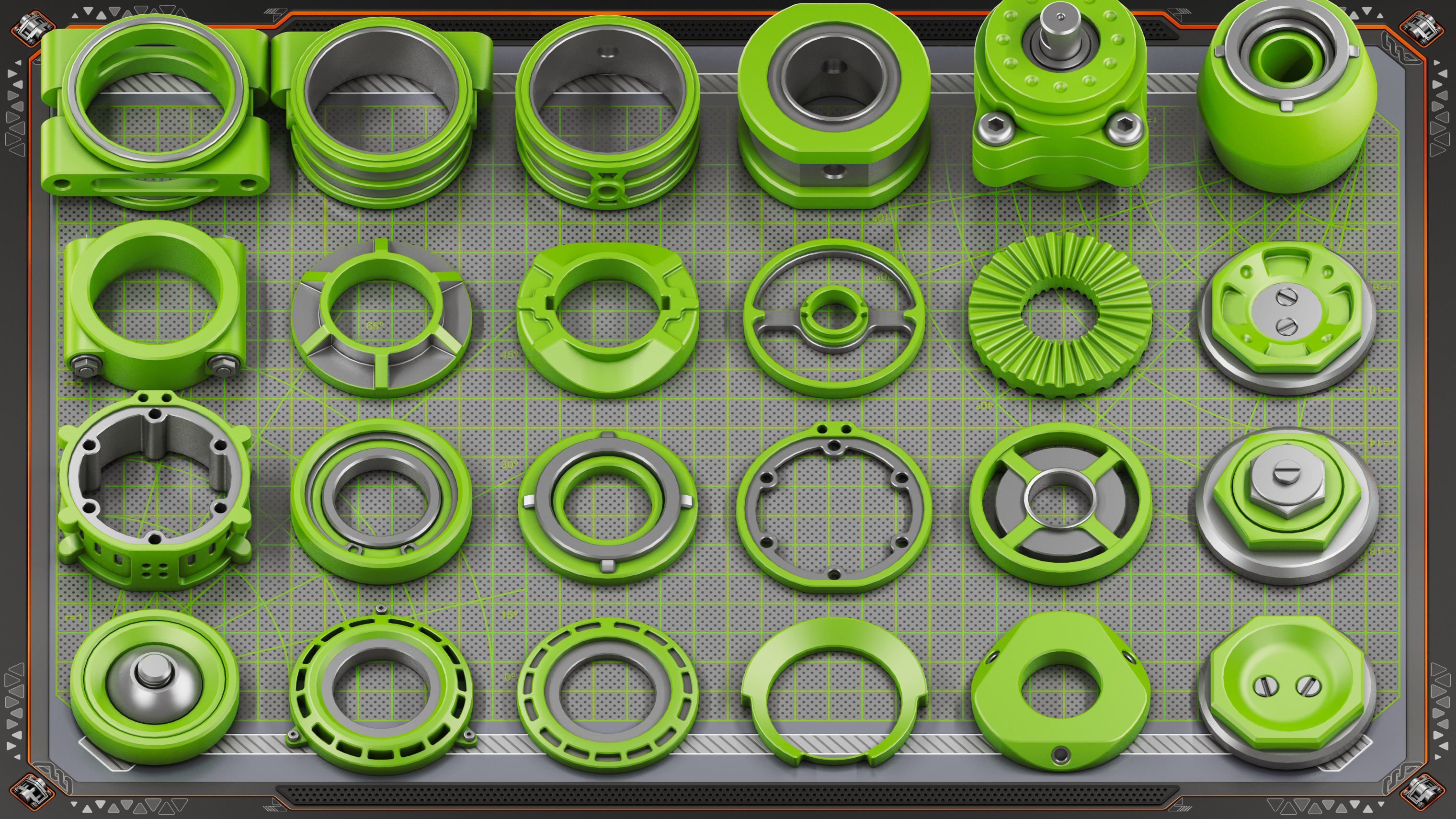 Sci-Fi Hard Surface Mechanical KITBASH 420 DETAILS 3D model_23