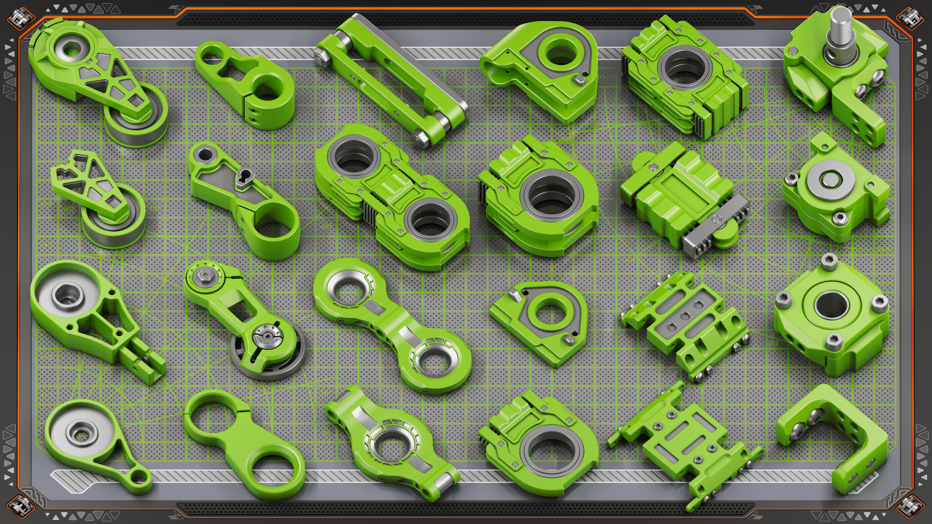 Sci-Fi Hard Surface Mechanical KITBASH 420 DETAILS 3D model_11