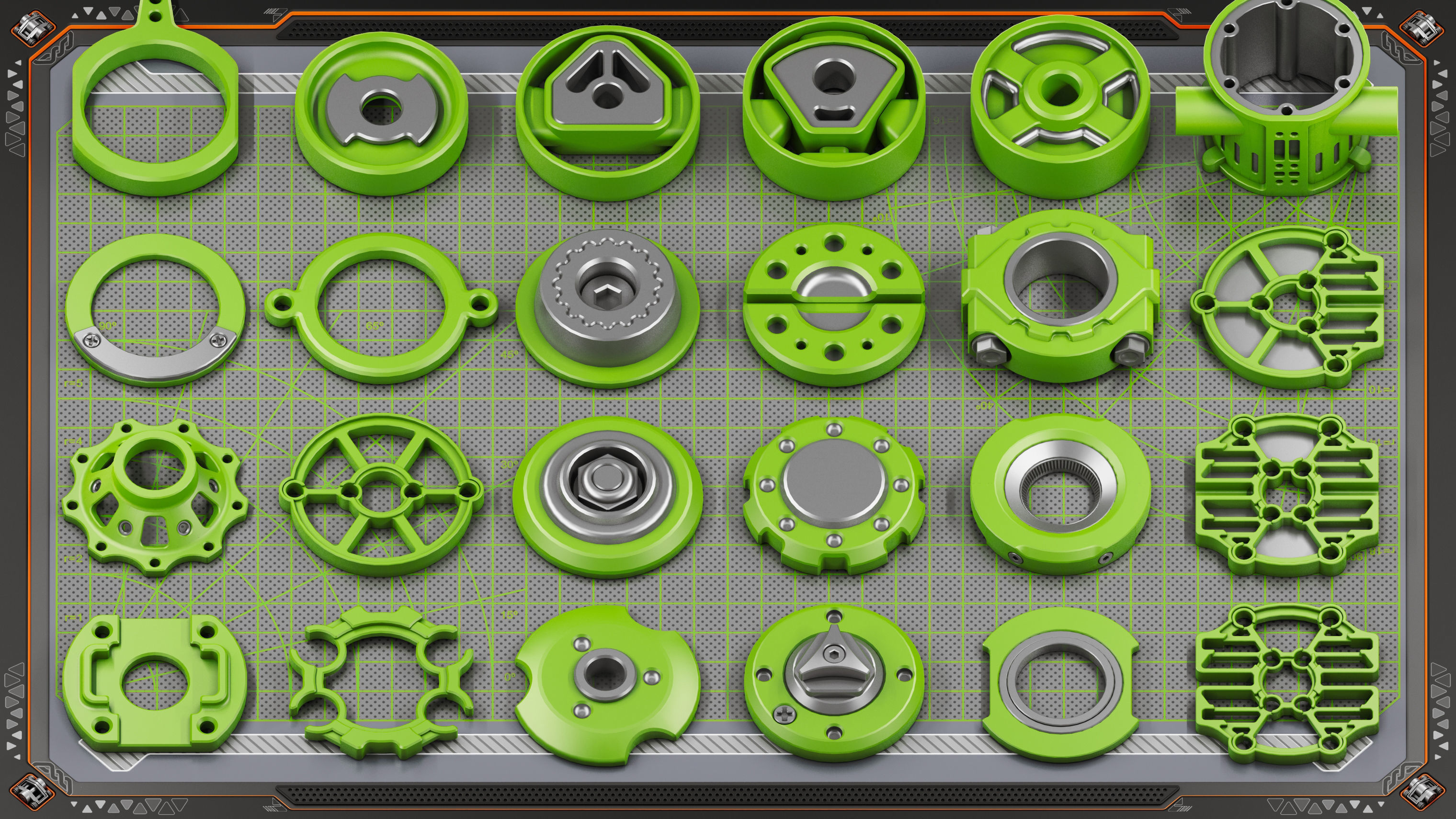 Sci-Fi Hard Surface Mechanical KITBASH 420 DETAILS 3D model_22