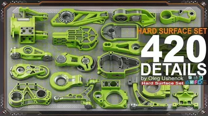 Sci-Fi Hard Surface Mechanical KITBASH 420 DETAILS 3D model