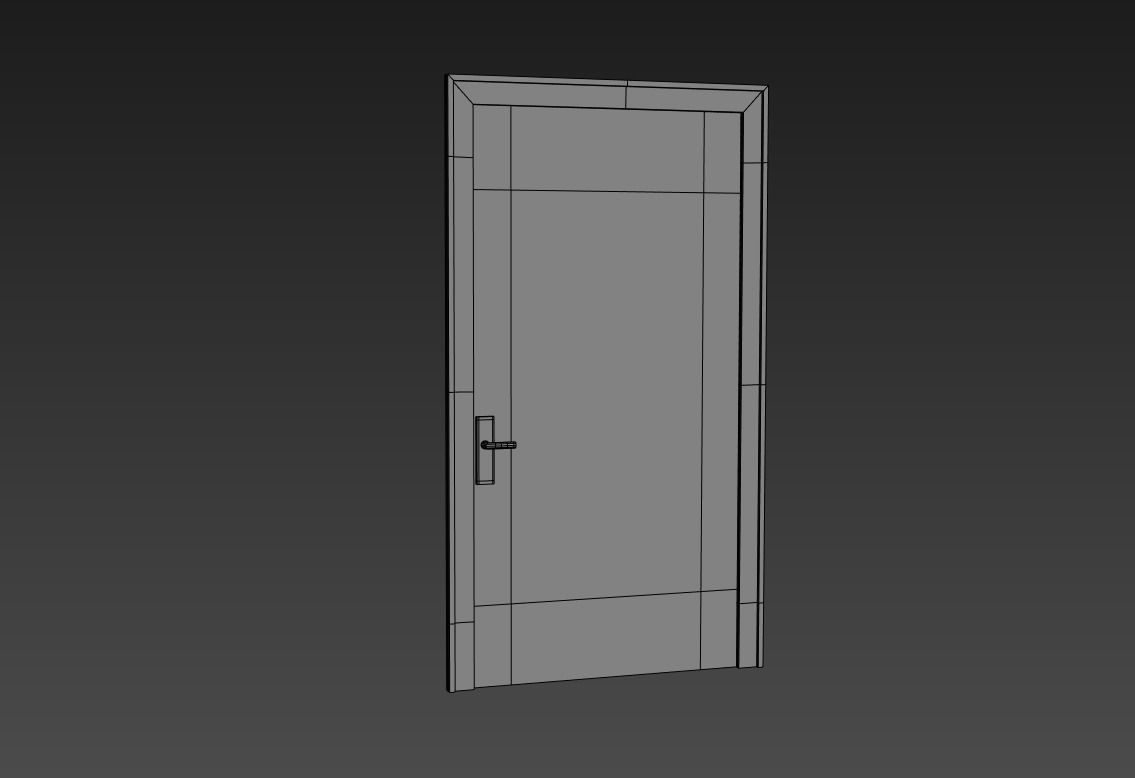 Wooden Door Low-poly 3D model_1